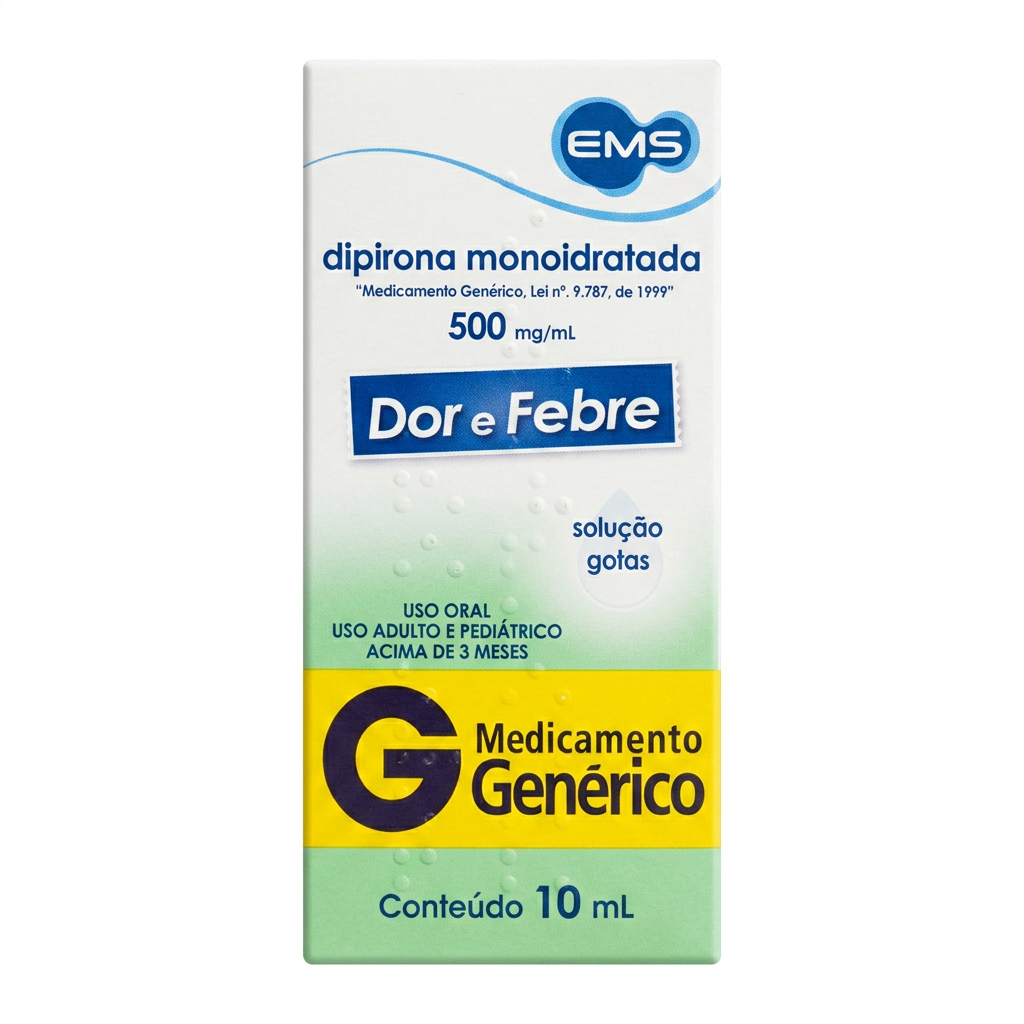 Caixa de Dipirona Monoidratada 500mg/mL — EMS
